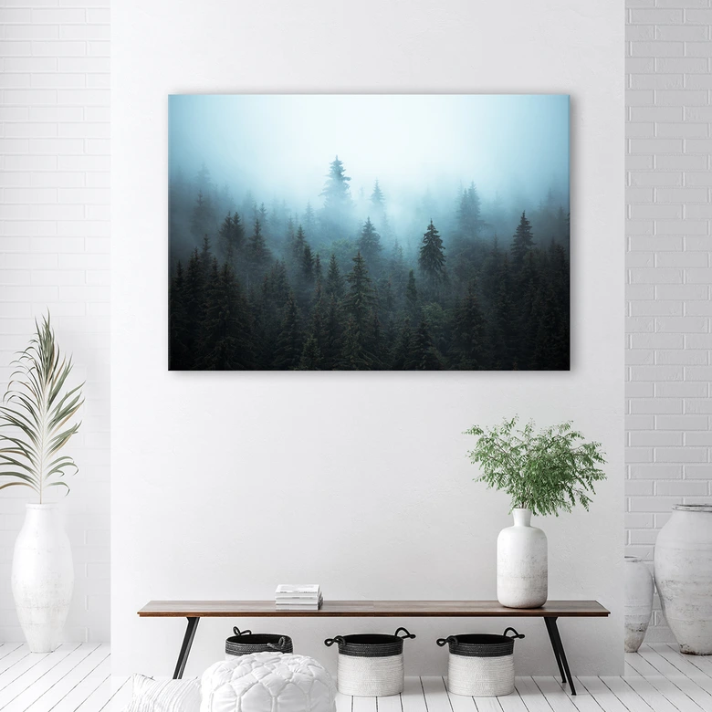 Leinwandbild, Wald im Nebel 