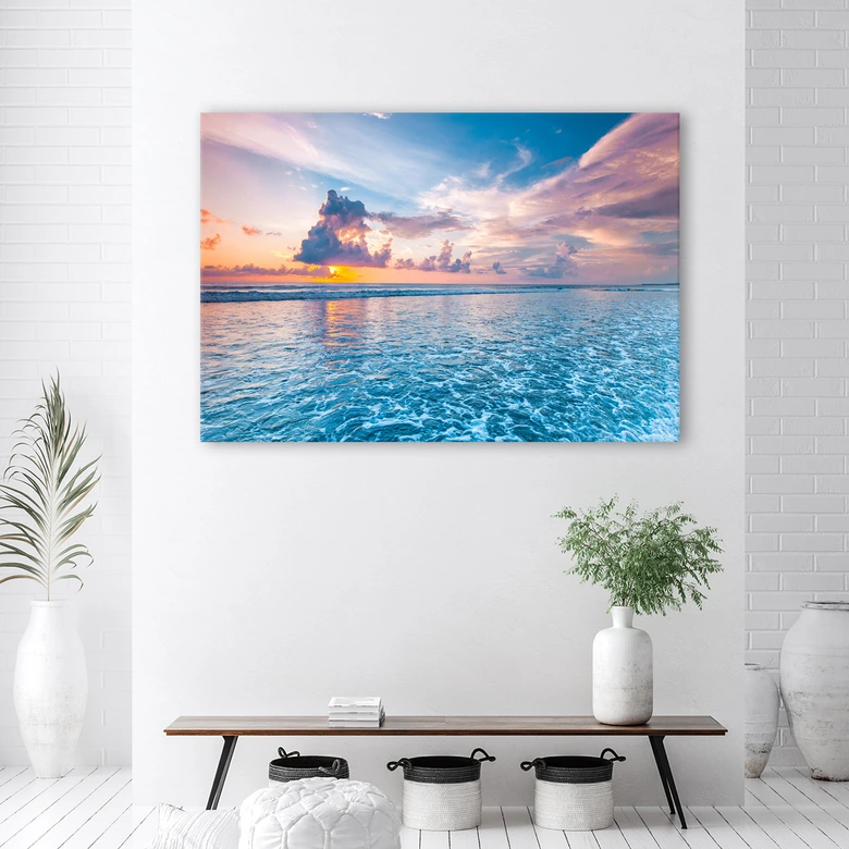 Leinwandbild, Sonnenuntergang am Meer 