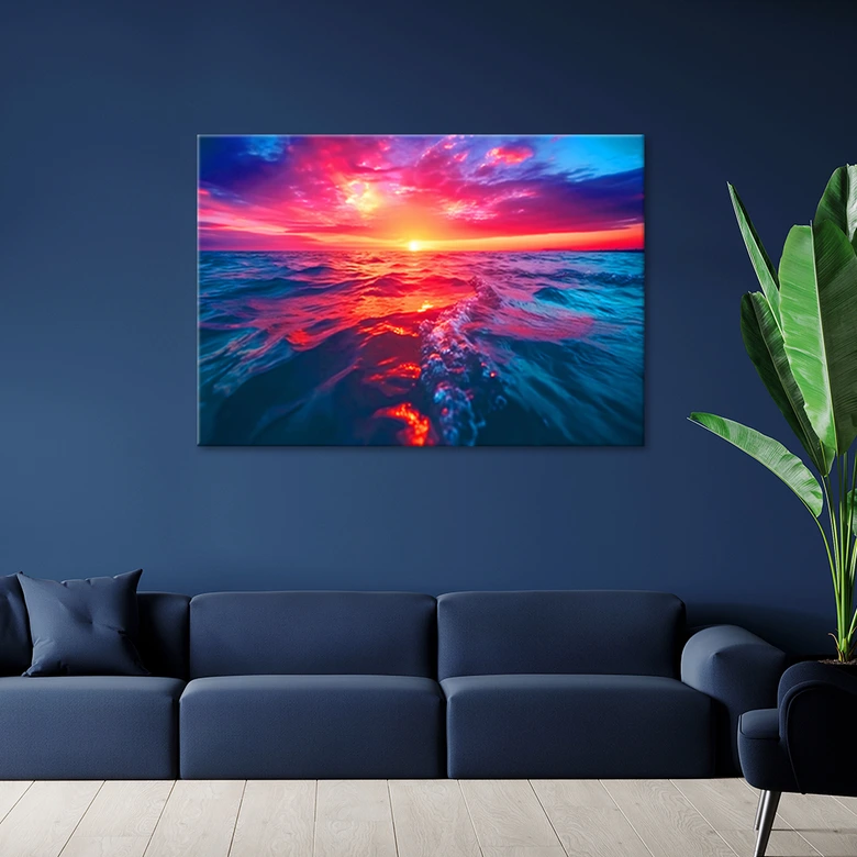 Leinwandbild, Sonnenuntergang über dem Meer 