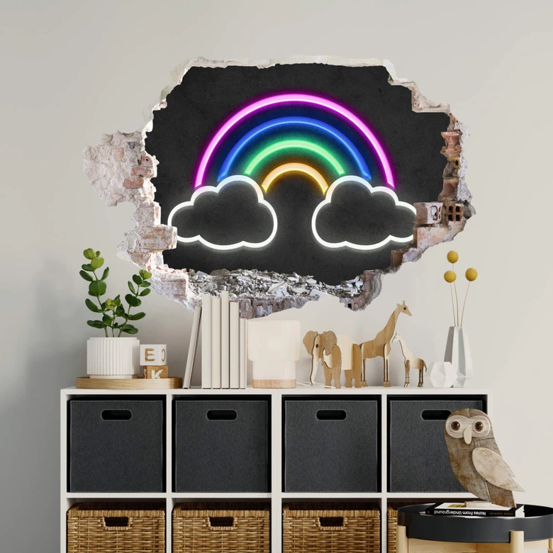 Sticker Mural Arc-en-ciel néon 