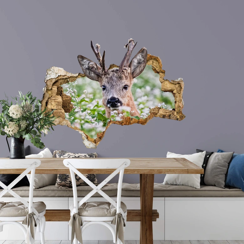 3D Muursticker van Duijn - Hert in het Voorjaar 
