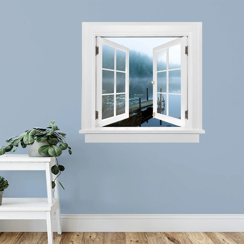 3D Muursticker Trompe L'Oeil Raam Lindsten - Moody Morning 
