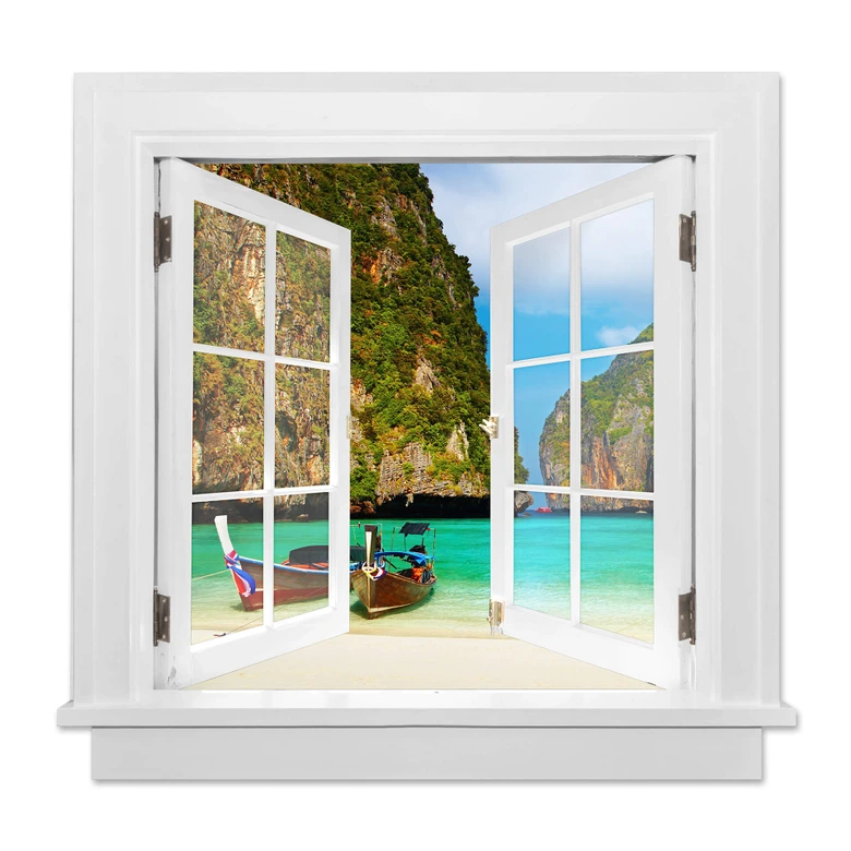 Trompe L'oeil Muursticker Hideaway Beach 