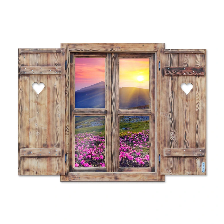 Trompe L'oeil Muursticker Mountain Sunset 