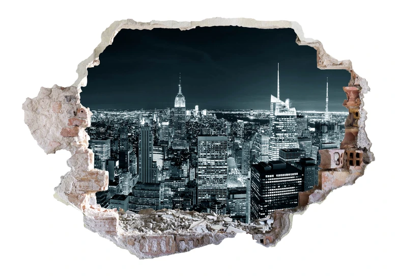 3D Muursticker New York at Night 2 