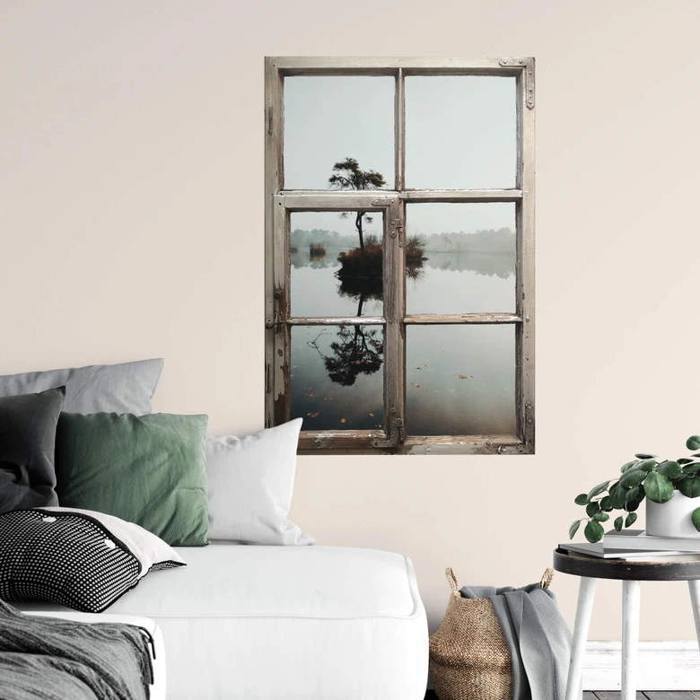 3D Wandtattoo Shabby Fenster - The lonely tree 02 