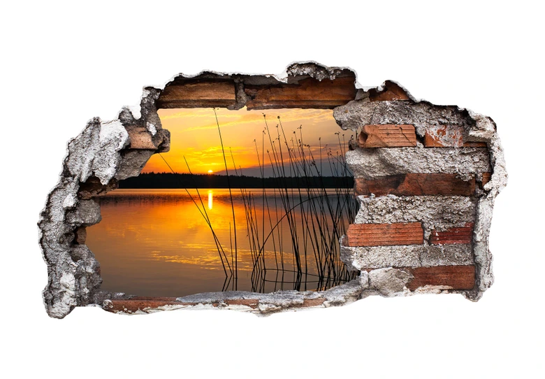 3D Wandtattoo Sonnenuntergang am See 