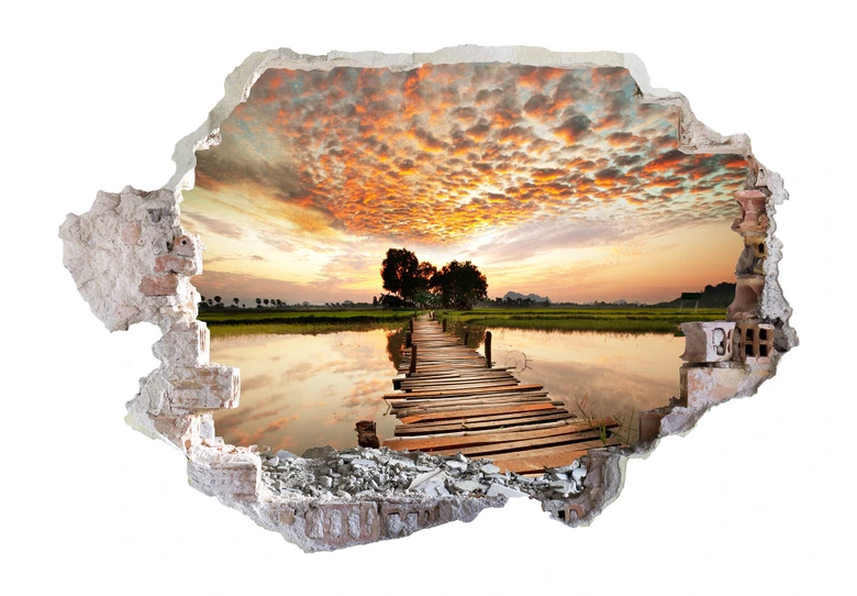 Sticker mural 3D De l'autre côté 