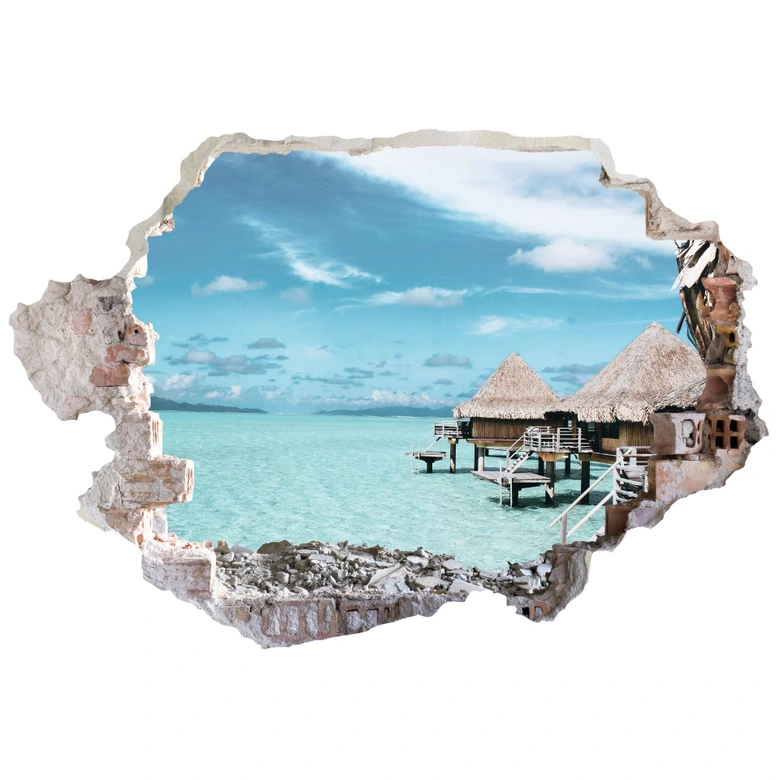 Sticker mural 3D - Vacances aux Maldives 