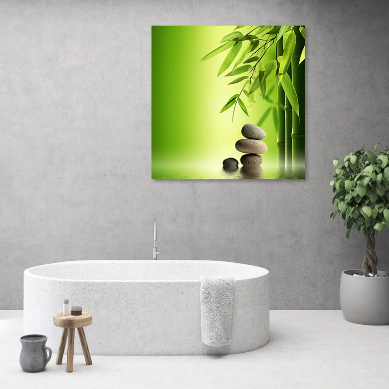 Leinwandbild, Zen Bambus Steine Pflanzen 