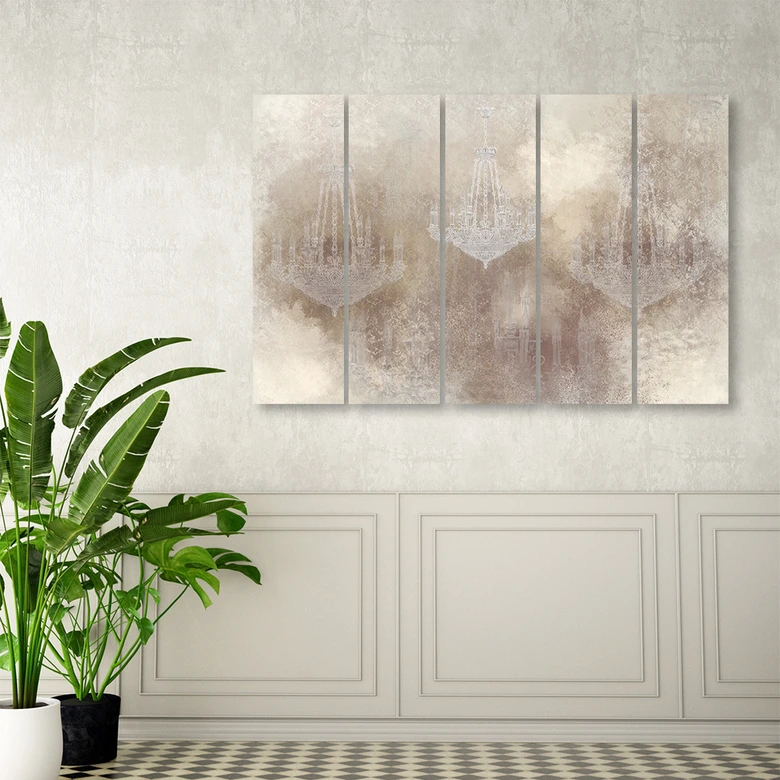 Leinwandbild 5 teilig, Kronleuchter 