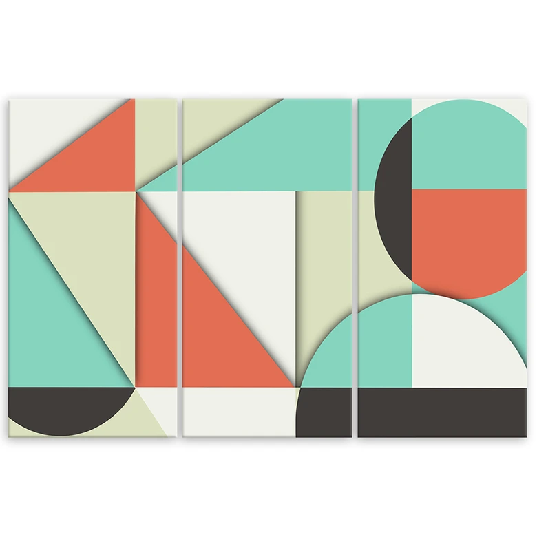 Leinwandbild 3 teilig, Geometrische Abstraktionsformen 