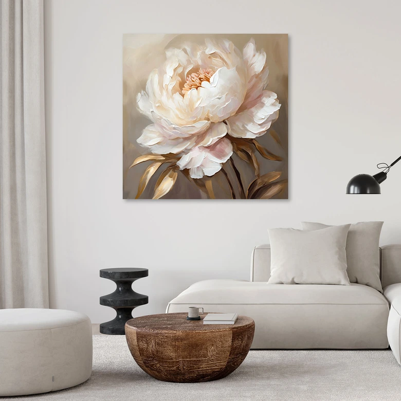 Leinwandbild, Pfingstrose gold 3D 