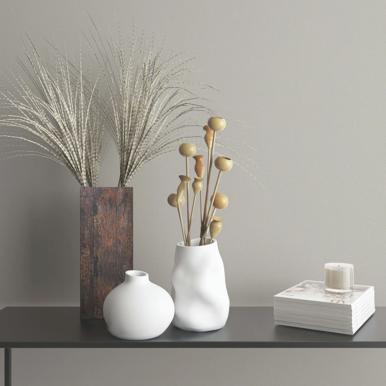 Papel pintado no tejido textura moderna liso mate en gris 