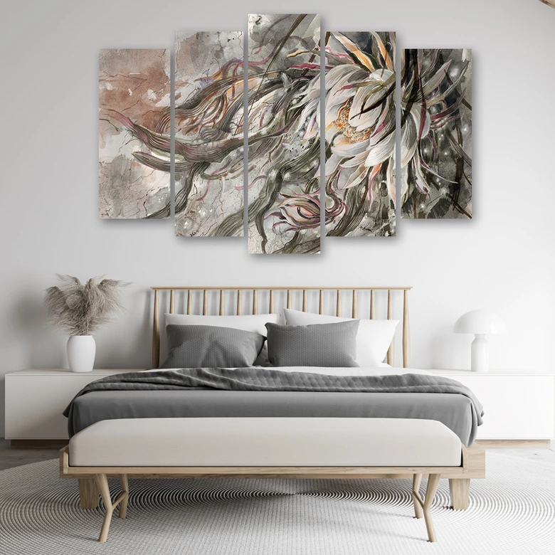 Leinwandbild 5 teilig, Blume der Königin der Nacht 