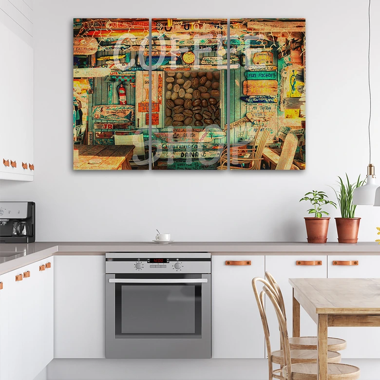3-delige canvas print, coffeeshop abstract 