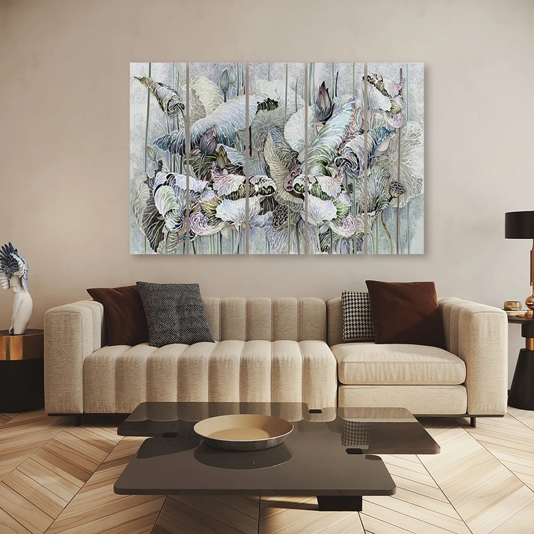 Leinwandbild 5 teilig, Saint Lotos Blumen 