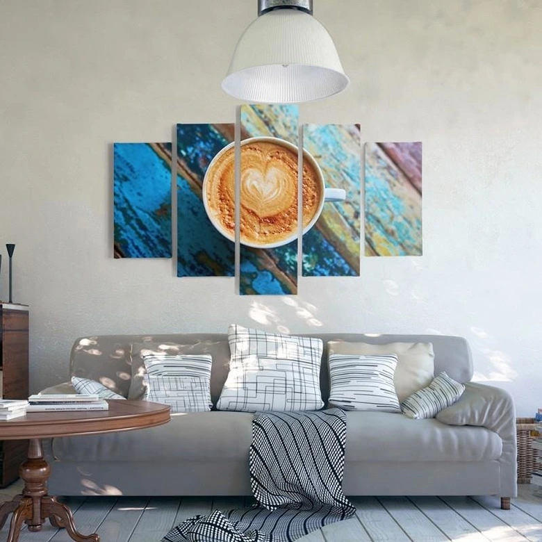 Leinwandbild 5 teilig, Kaffeetasse 