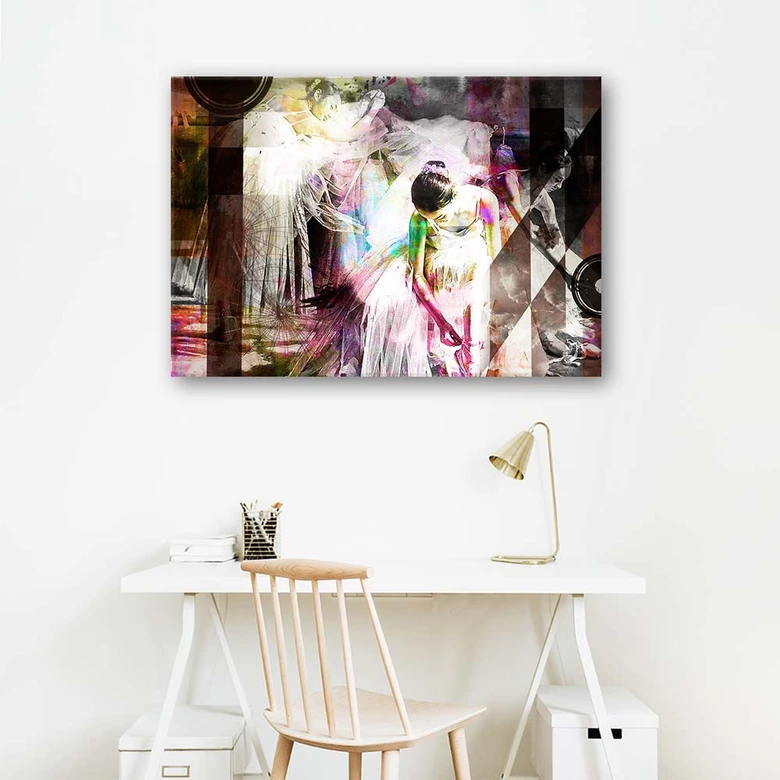 Canvasbillede, Ballerina i kjole - abstrakt 