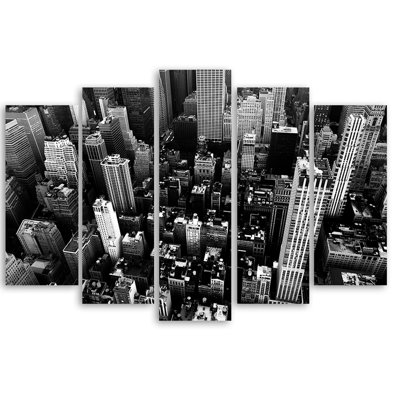 Leinwandbild 5 teilig, New York City Schwarz und Weiß USA 