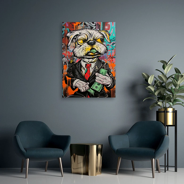 Leinwandbild, Hundedollar Pop Art 