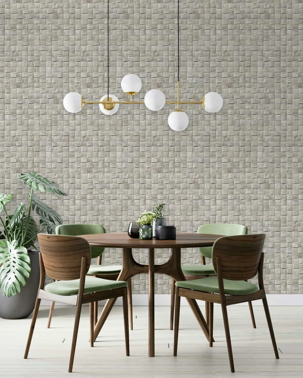 Carta da parati in tessuto non tessuto 3D effetto legno grigio 3D 