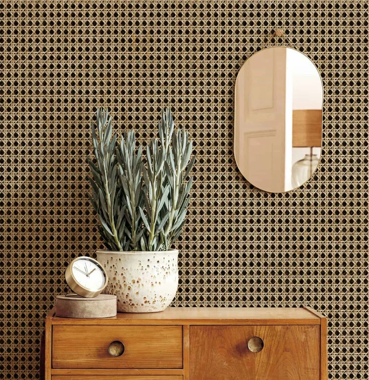 Vliestapete in Holzoptik und Flechtoptik braun, beige Holzoptik 