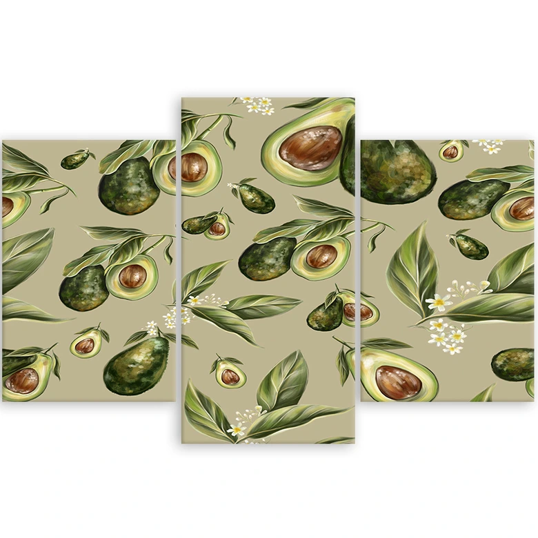Leinwandbild 3 teilig, Avocado -Hälften 