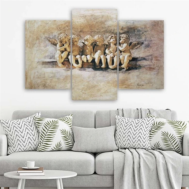 3-delt lærredstryk Angel Beige Vintage 
