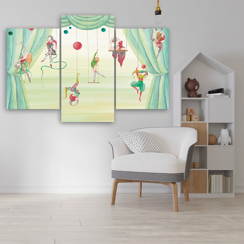 Leinwandbild 3 teilig, Zirkusakrobat 