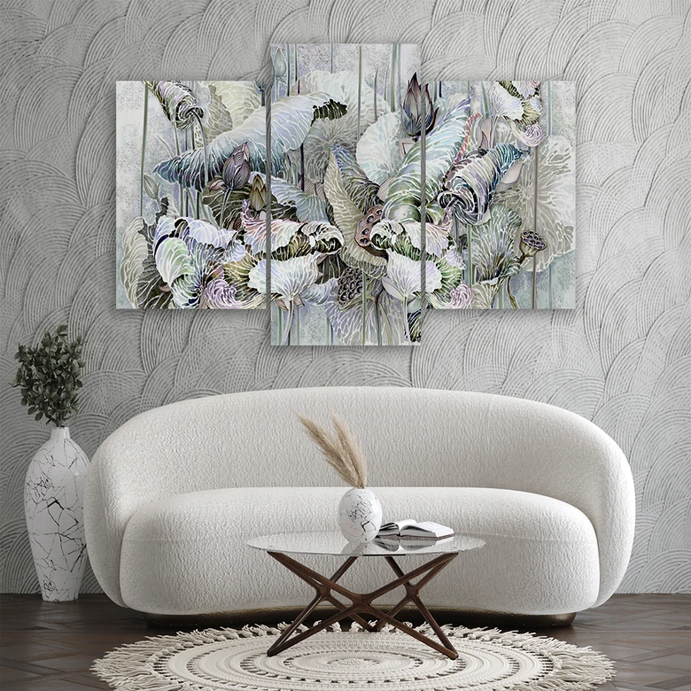 Leinwandbild 3 teilig, Saint Lotos Blumen 