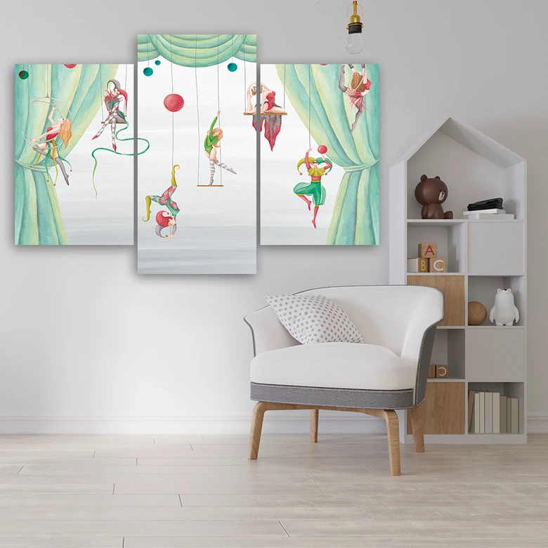 Leinwandbild 3 teilig, Zirkusakrobat 