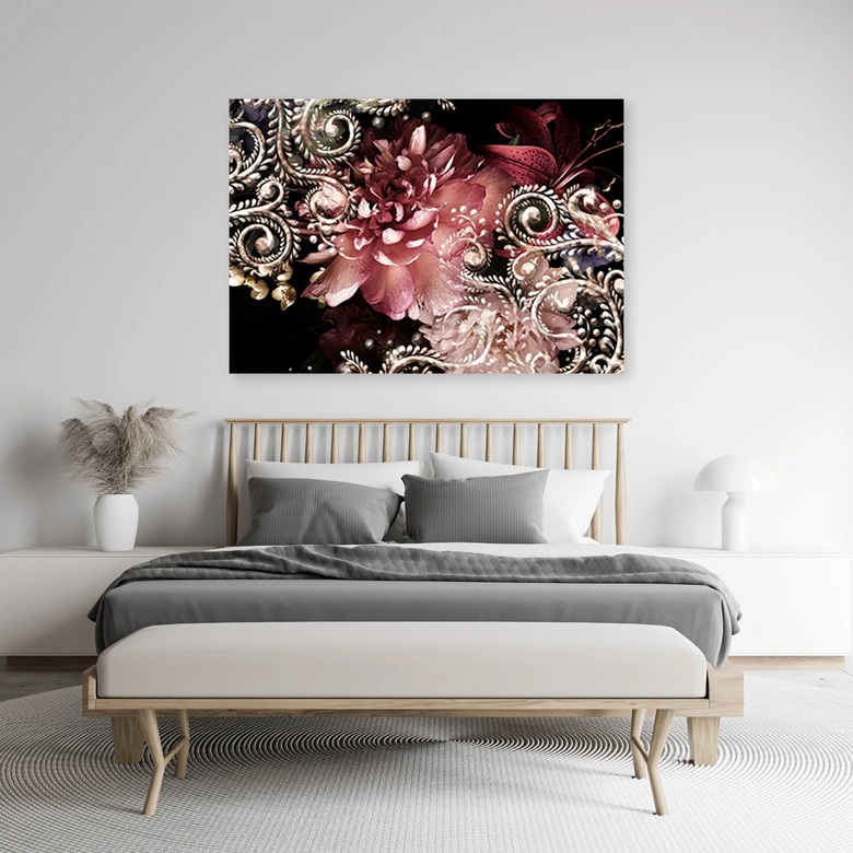 Leinwandbild, Pfingstrose und Lilienblume 