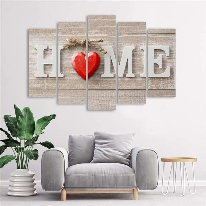Wandbild 5-teilig, Home Sweet Home Beige 