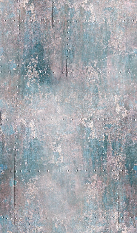 Fototapete in vintage Metalloptik Blau, Rot ,Illustration 2,70 x 1,59 m 