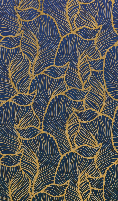 Fototapete mit abstraktem Blattmotiv Blau, Gelb ,Floral 2,70 x 1,59 m 