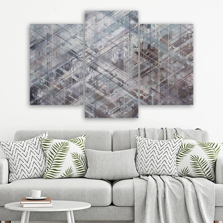 Leinwandbild 3 teilig, Abstrakte geometrische Formen 