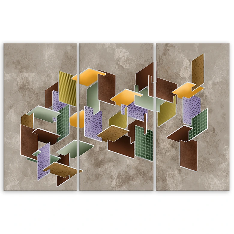 Impression sur toile en 3 parties, puzzle 3D 