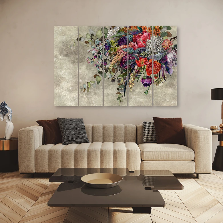 Leinwandbild 5 teilig, Blumenstrauß 