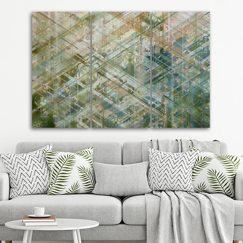 Leinwandbild 3 teilig, Abstrakte geometrische Formen 