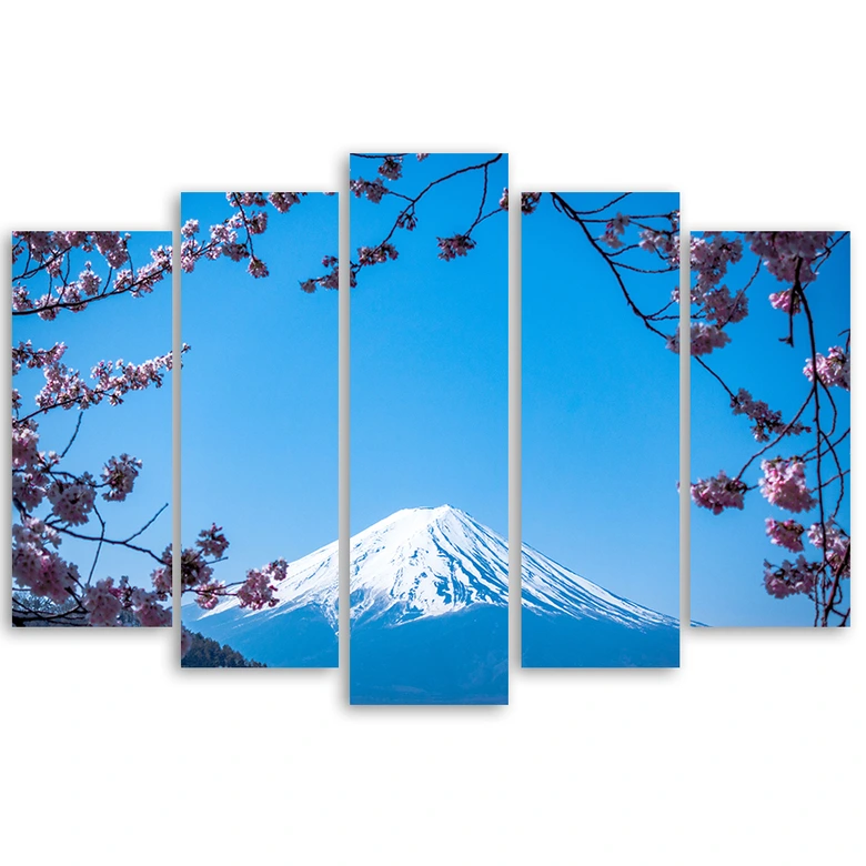 Leinwandbild 5 teilig, Berg Fuji 