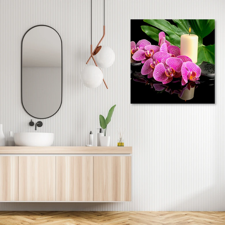 Canvasbillede, Lyserøde orkidélys 