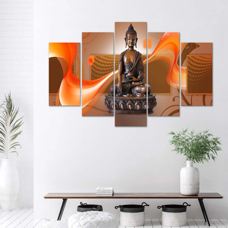 Leinwandbild 5 teilig, Buddha Abstrakt 