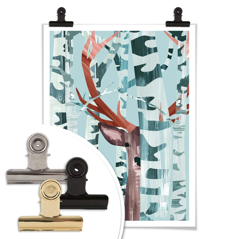 Póster Goed Blauw - Ciervos en el bosque 