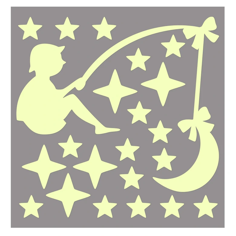 Sticker mural - Pêcheur d'étoiles phosphorescent 