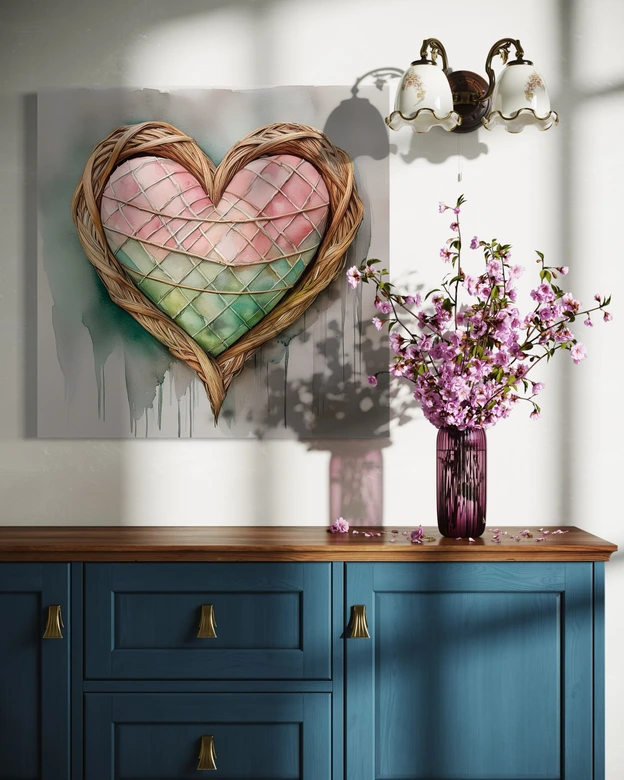 Leinwandbild Herz Liebe Shabby Chic 