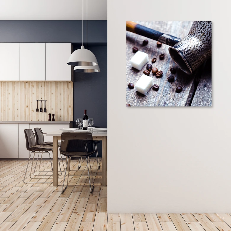 Leinwandbild, Kaffeekrug und Zucker 