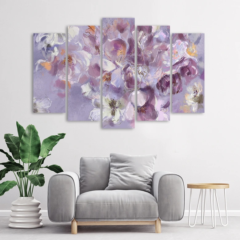 5 stykke lærredstryk, Irisblomst 