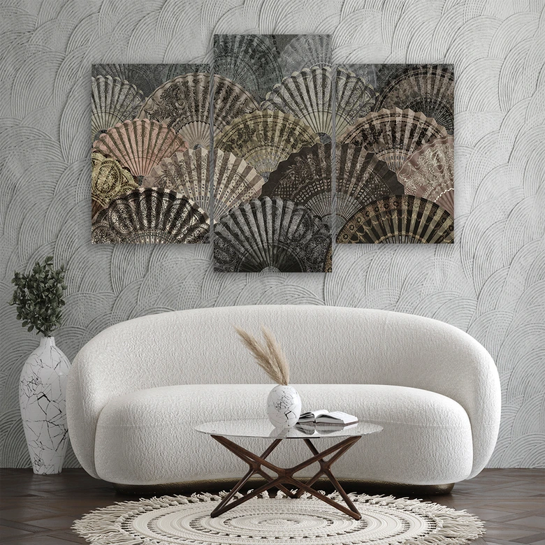 Leinwandbild 3 teilig, Luxuriöse Fans 