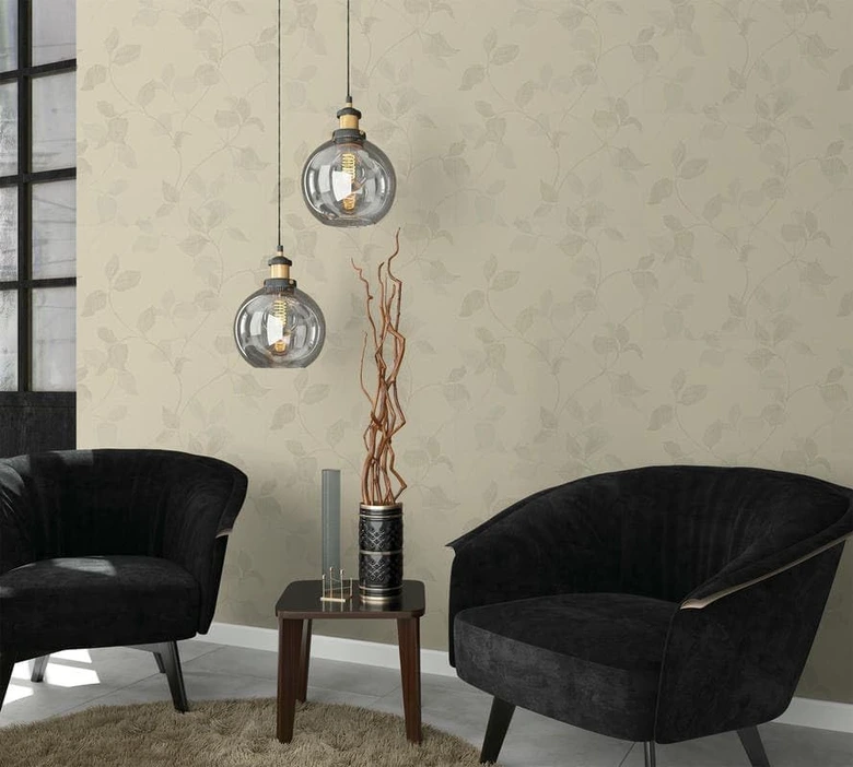 Vliestapete Blätter Floral Natur, Klassisch in Beige  